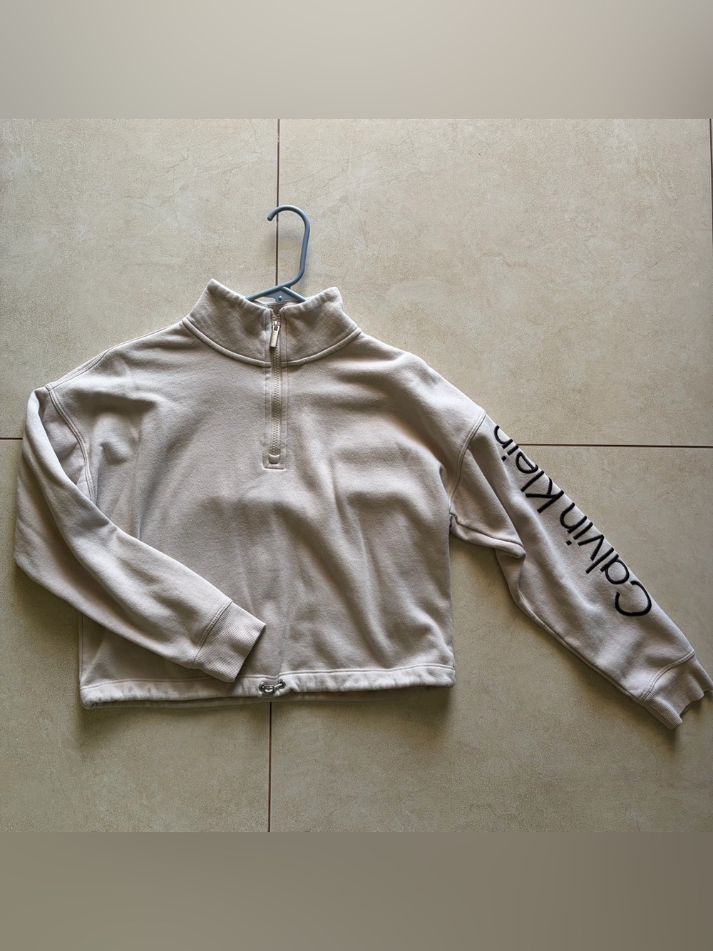 Calvin Klein Light Beige Quarter-Zip Fleece Pullover
